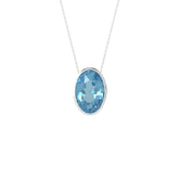 natural swiss-blue-topaz oval shape pendant necklace